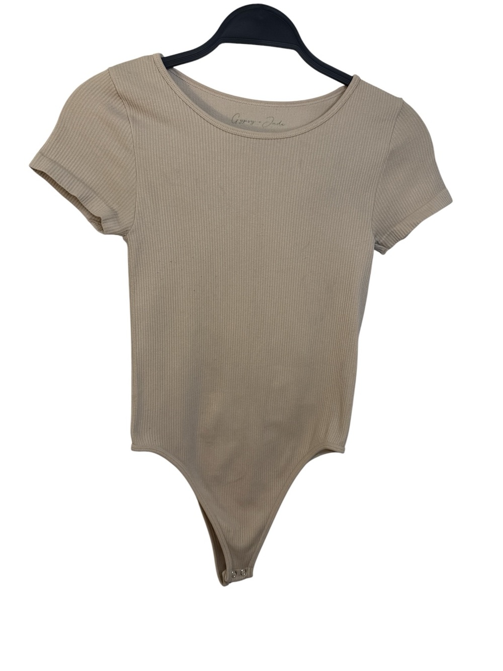Ribbed Short Sleeve Bodysuit - Beige XS/S